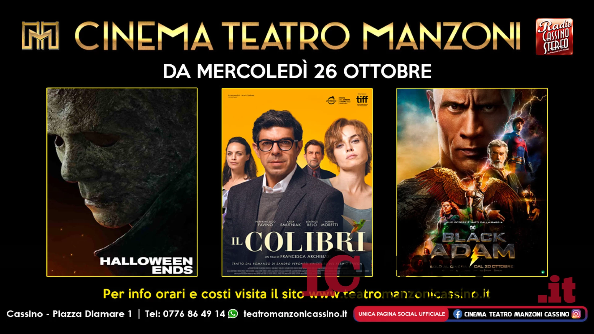 Tripla programmazione al Cinema Teatro Manzoni: Black Adam,   Il Colibrì e Halloween Ends