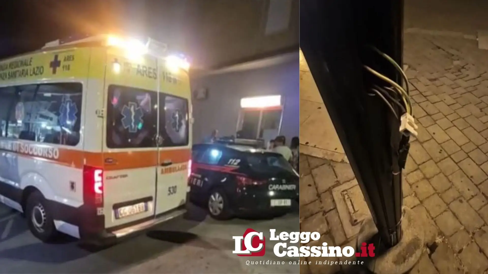 Cassino, bimbo tocca un palo della luce con i fili scoperti e viene colpito da una scossa elettrica