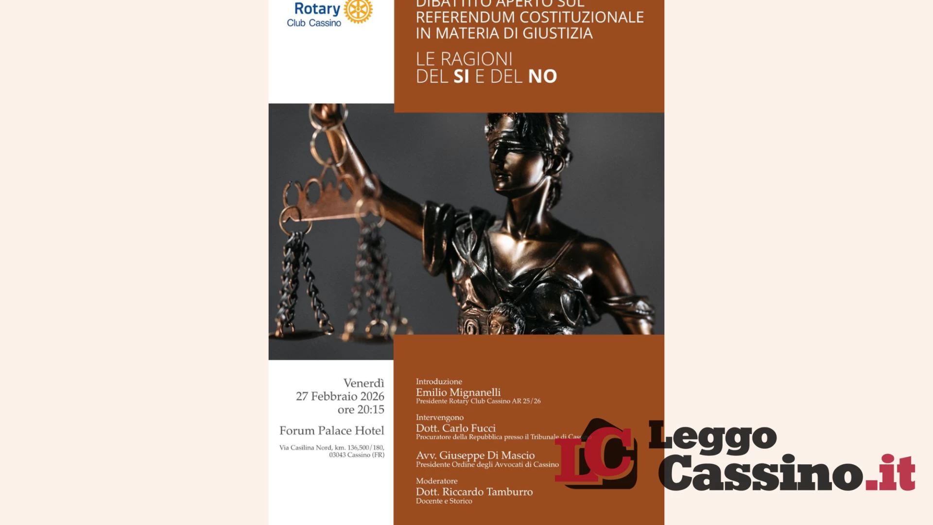 Referendum Giustizia: il Rotary Club Cassino promuove il confronto istituzionale