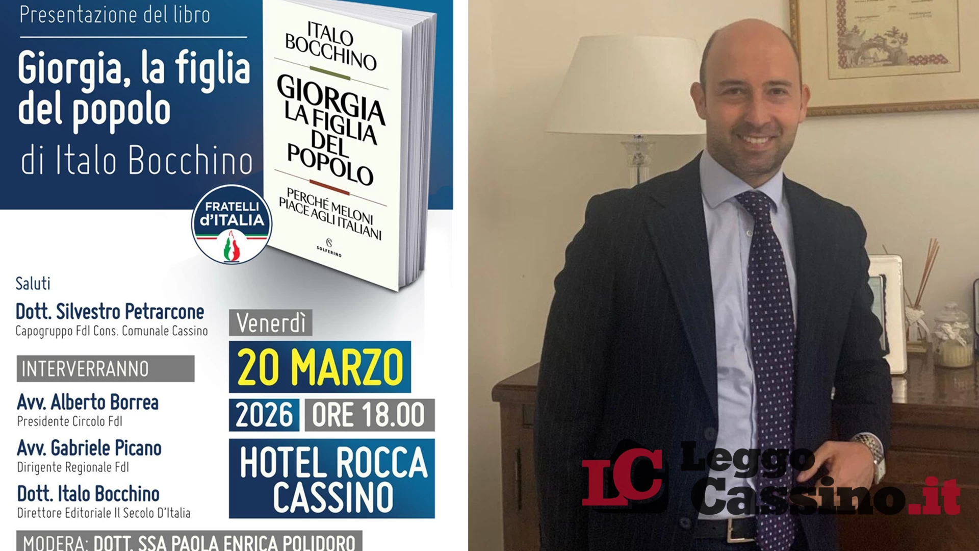 Italo Bocchino a Cassino presenta il suo libro: "Giorgia la figlia del popolo"
