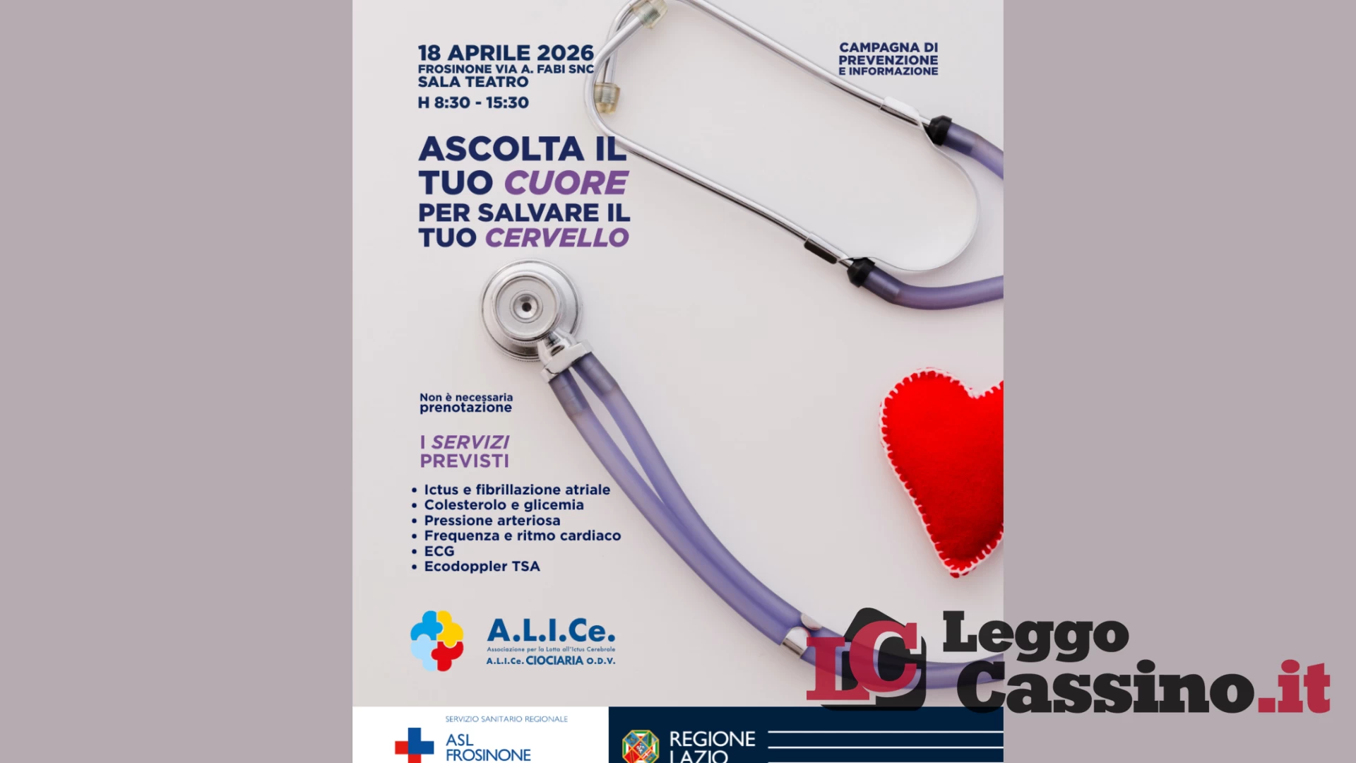 Frosinone, A.L.I.Ce. porta il Tour della prevenzione con controlli gratuiti