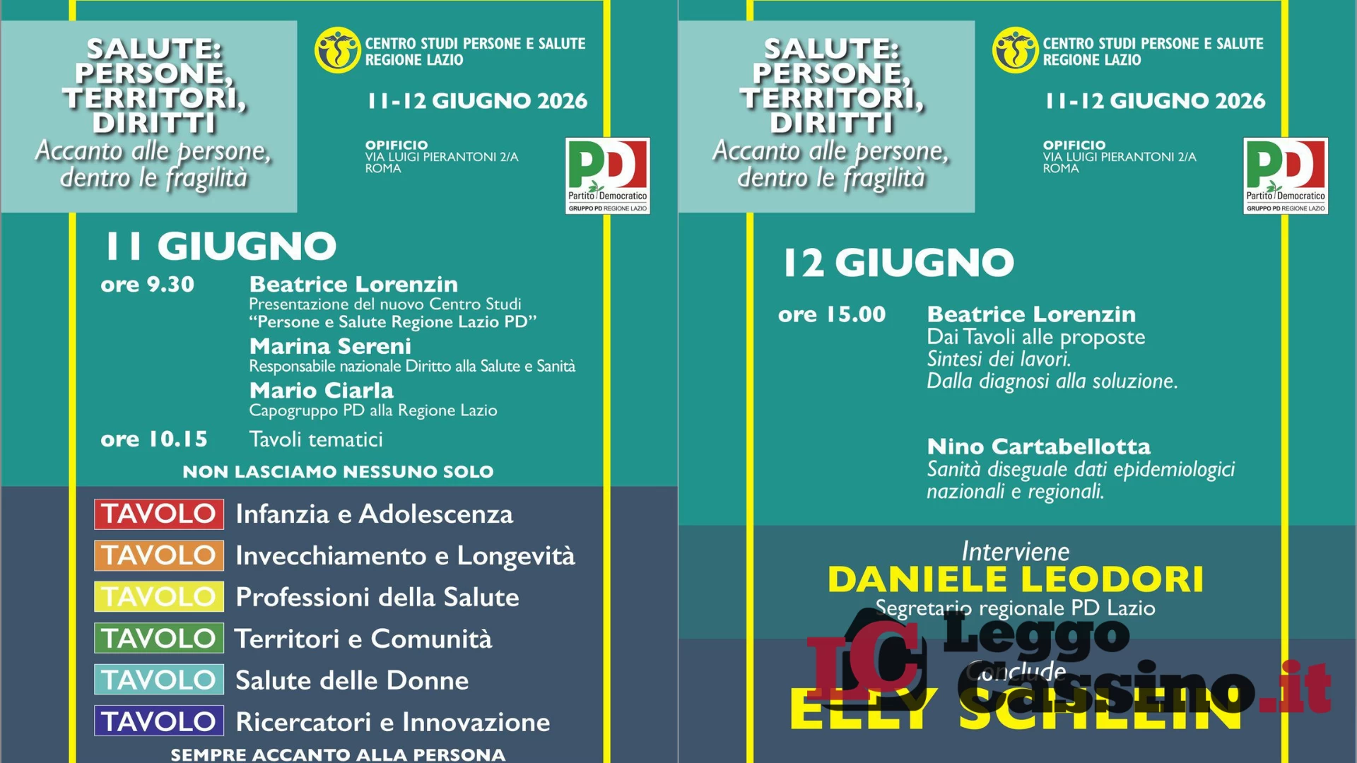 PD Lazio: "Salute, persone, territori e diritti", due giornate di dialogo
