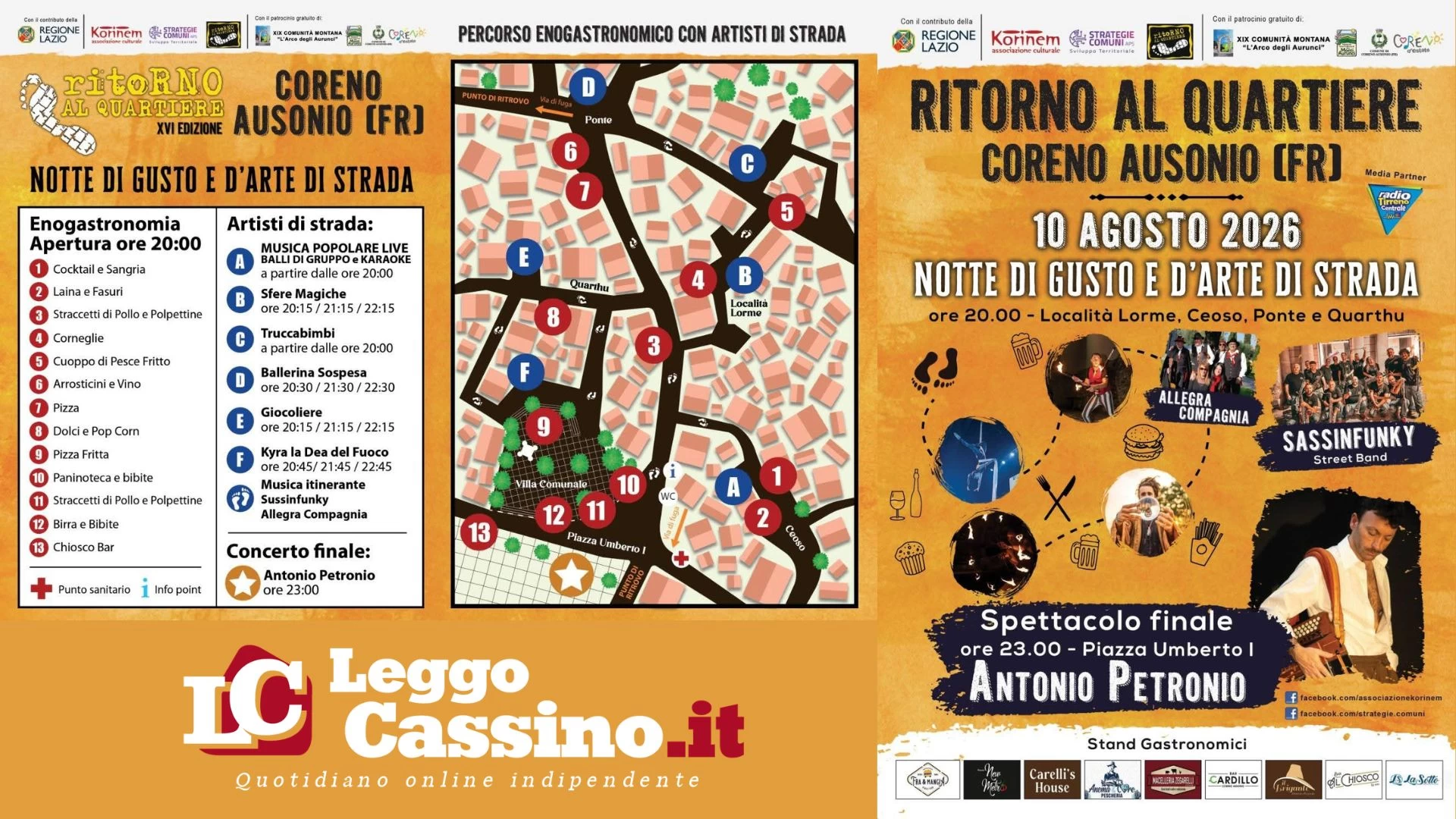 Coreno Ausonio, conto alla rovescia per “Ritorno al Quartiere”: gusto, musica e artisti di strada