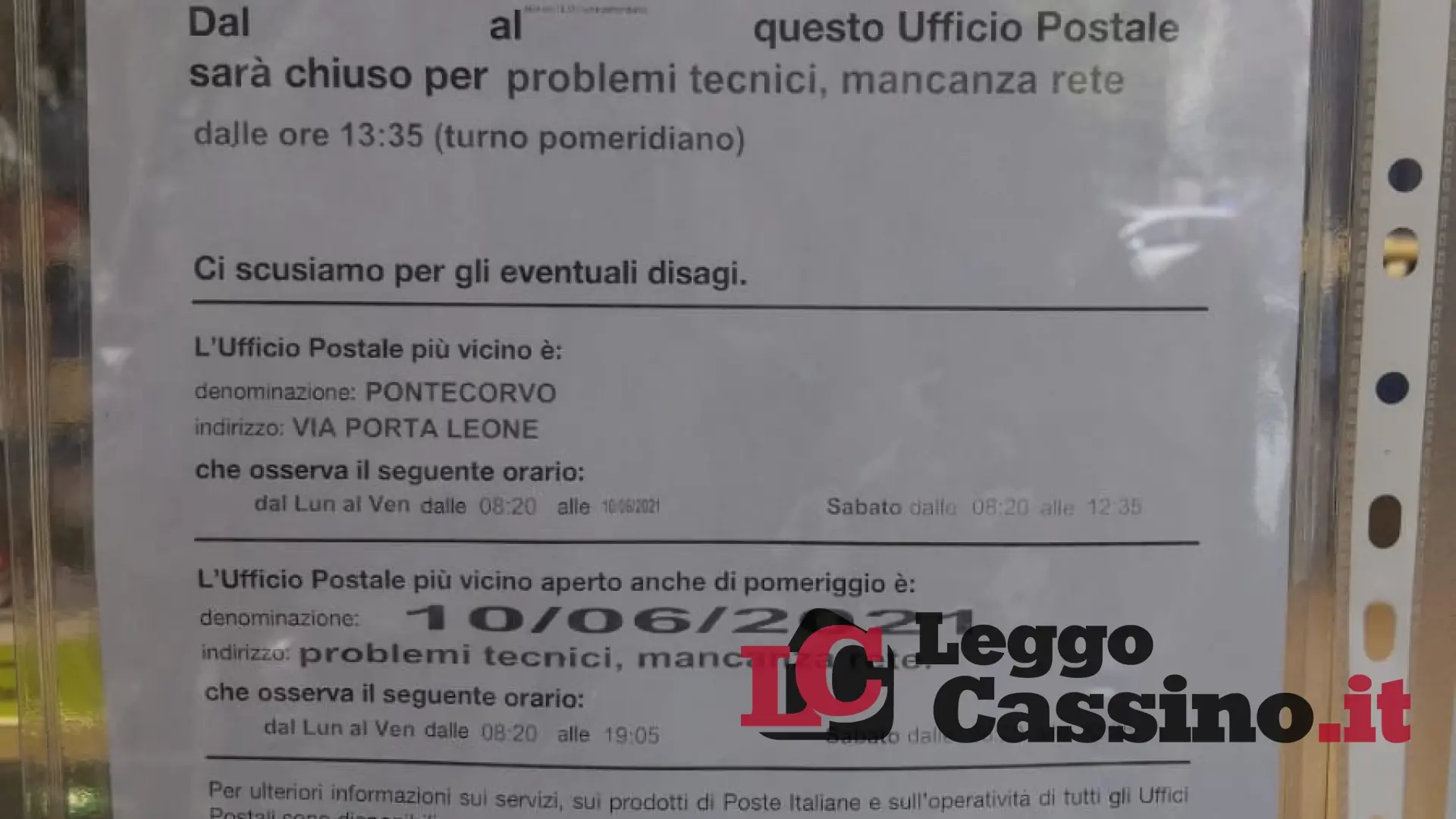 Guasto improvviso, uffici postali chiusi