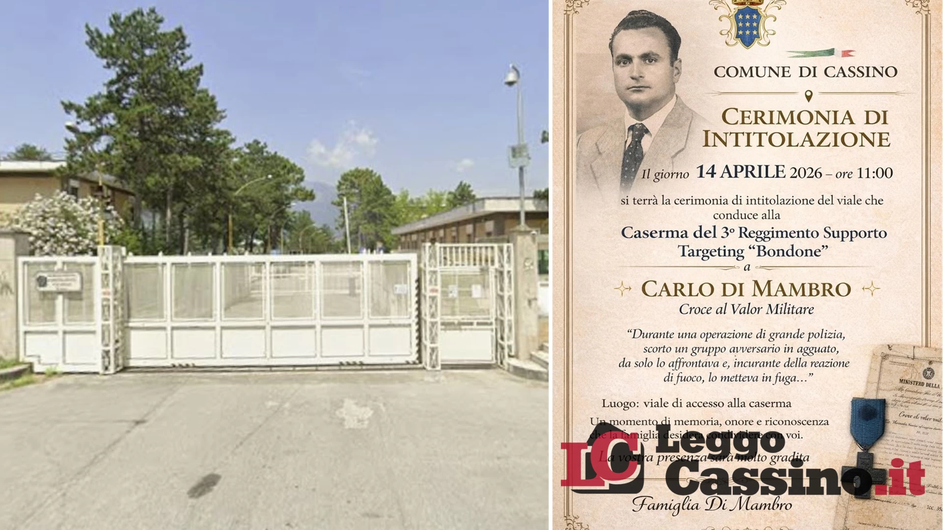 L'eredità di un eroe silenzioso: il viale della caserma intitolato a Carlo Di Mambro