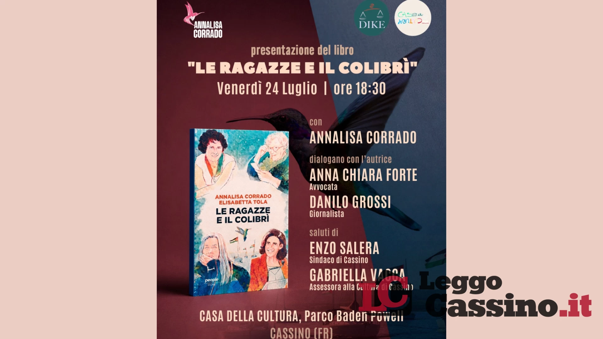 Cassino, presentazione del libro “Le ragazze e il colibrì” di Annalisa Corrado