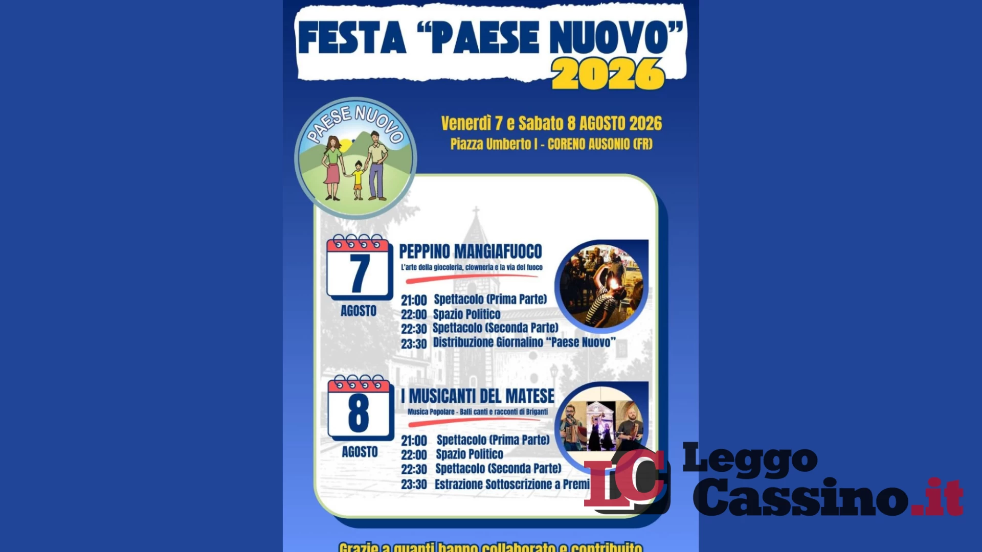 "Paese Nuovo" 2026: due serate tra spettacolo, musica e conf...