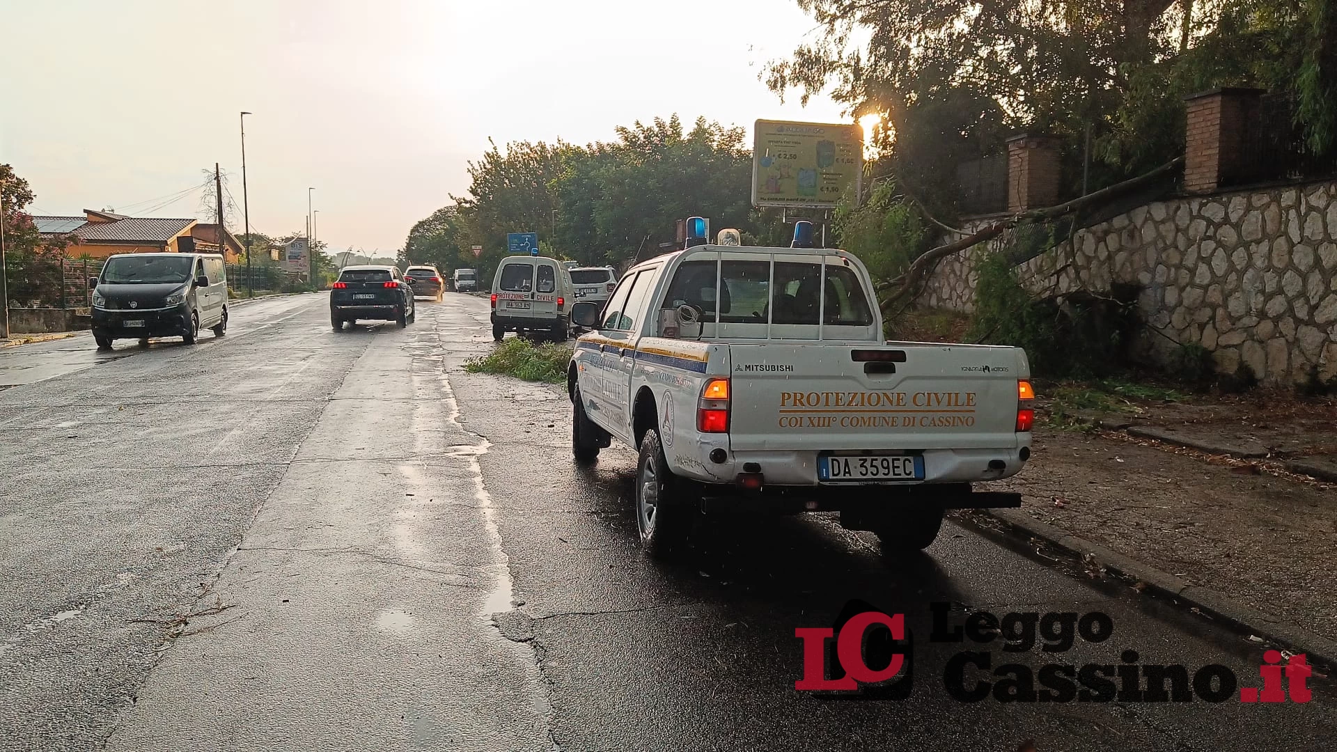 Cassino, temporali e vento abbattono gli alberi: paura sulla Casilina e disagi in centro