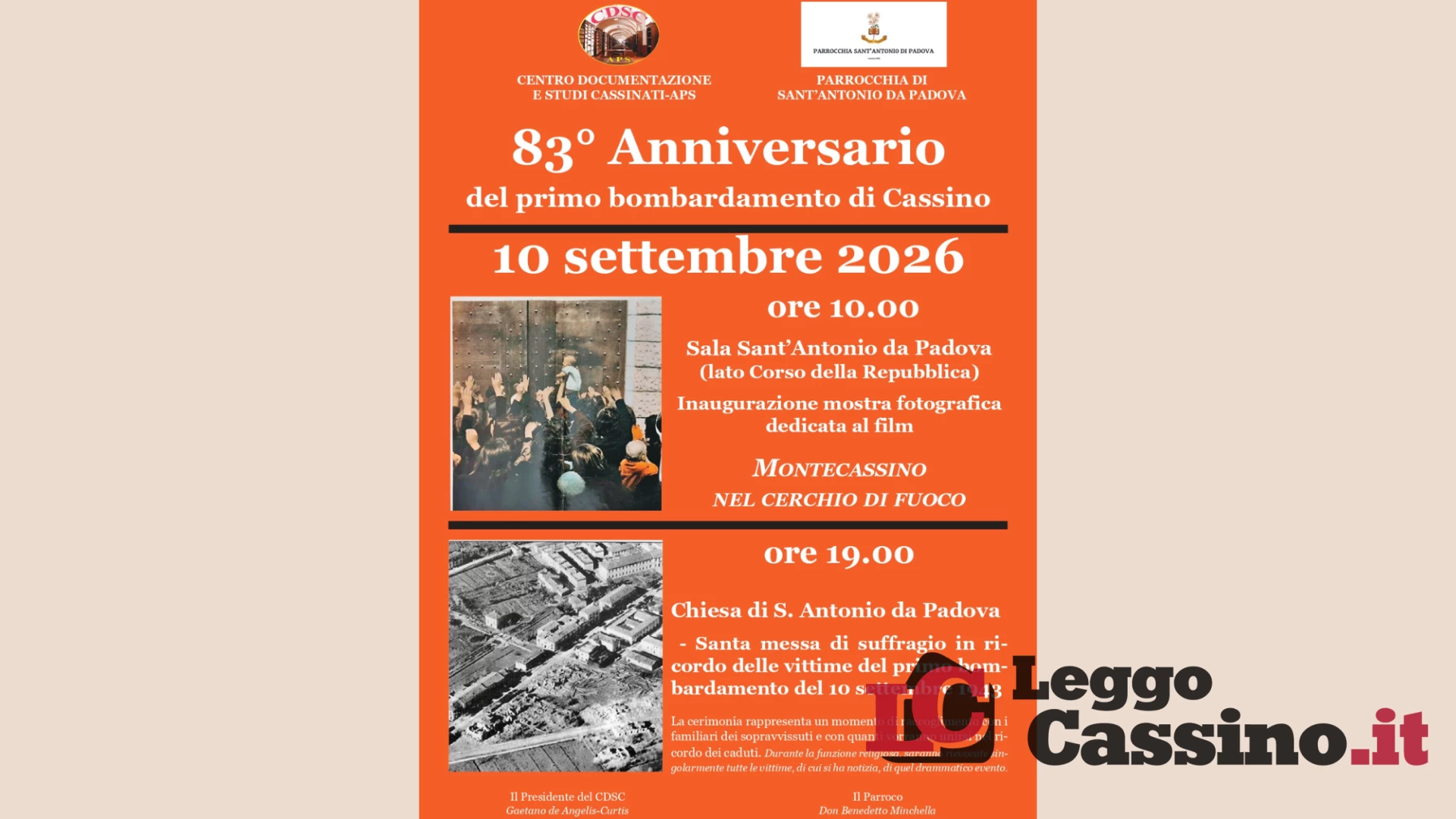 Cassino ricorda il primo bombardamento: una Giornata per la Pace