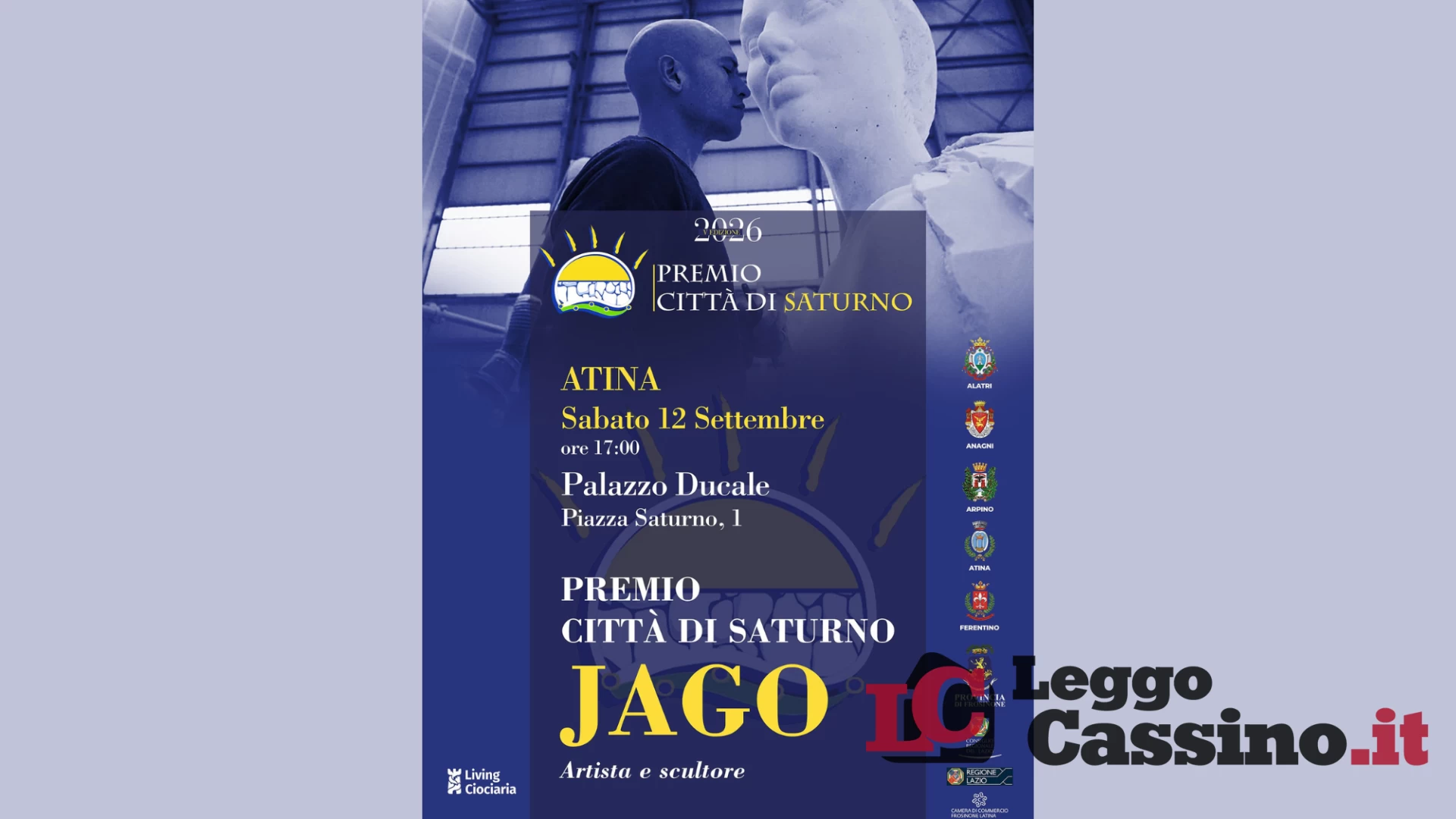 Premio Città di Saturno 2026: ad Atina la quinta edizione dedicata a Jago